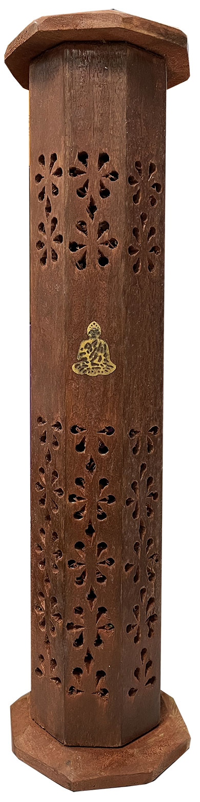 Wooden incense holder octagonal tower Buddha 30cm
