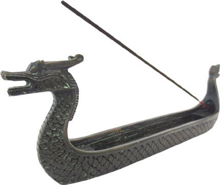 Incense holder black dragon boat 22cm