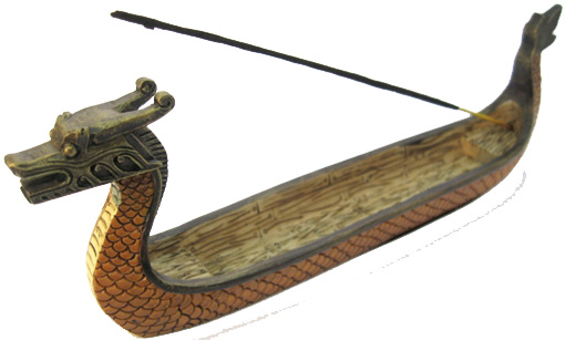 Incense holder color dragon boat 22cm