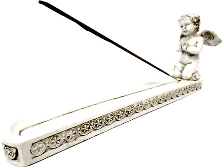 White cupidon resin incense holder 26cm
