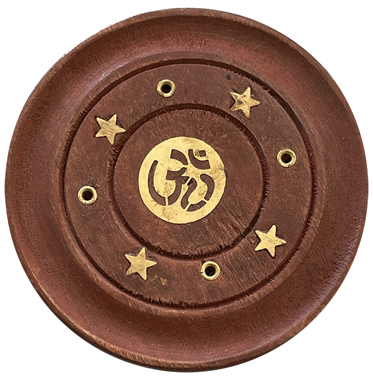 Wooden round incense holder Om 7,5cm x12