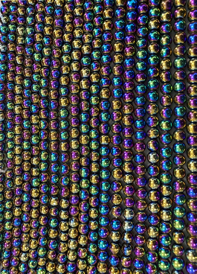 Rainbow Hematite A 6mm pearls on string