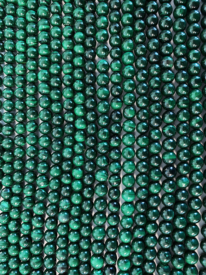 Malachite 8mm pearls on string