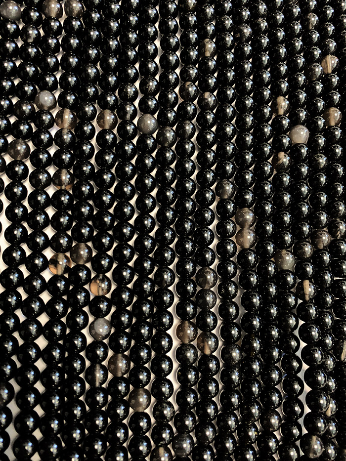Black Obsidian A 6mm pearls on string