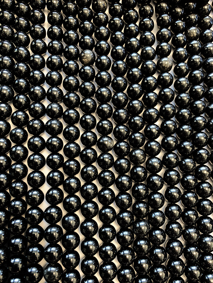 Black Obsidian A 8mm pearls on string