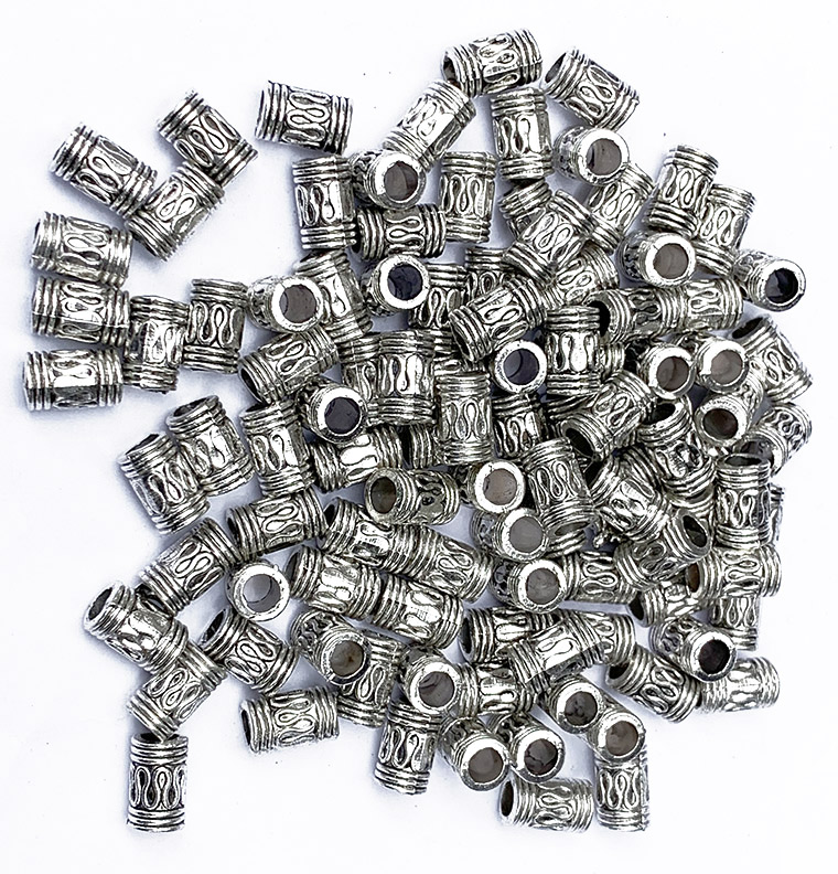 Silver metal spacer tribal tube 6mm x100