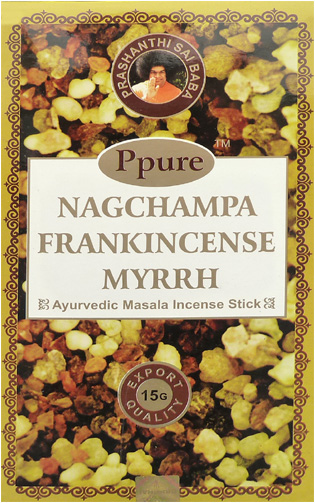 Ppure nagchampa frankincense myrrh incense 15g
