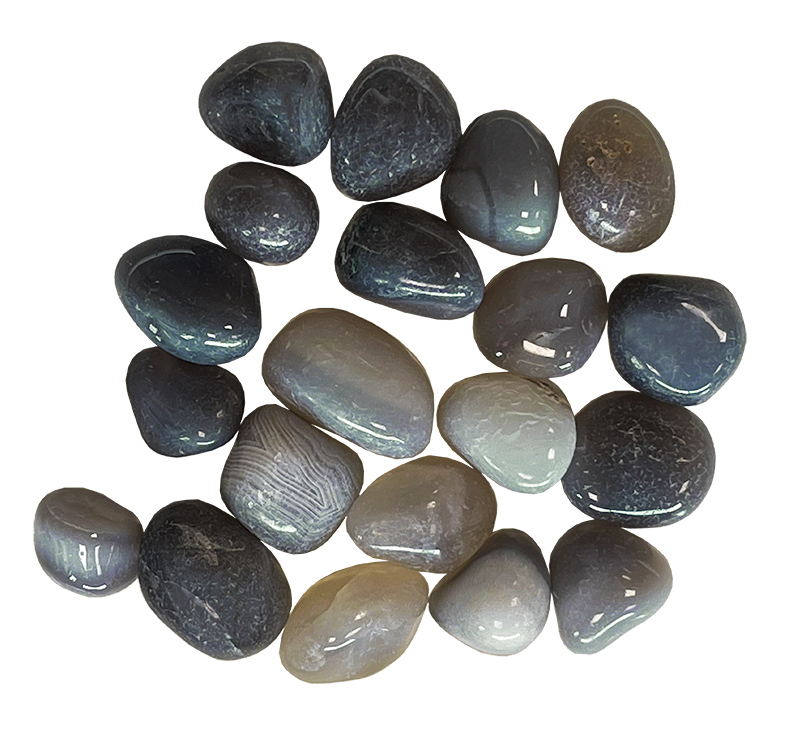 Grey agate B tumbled stones 250g
