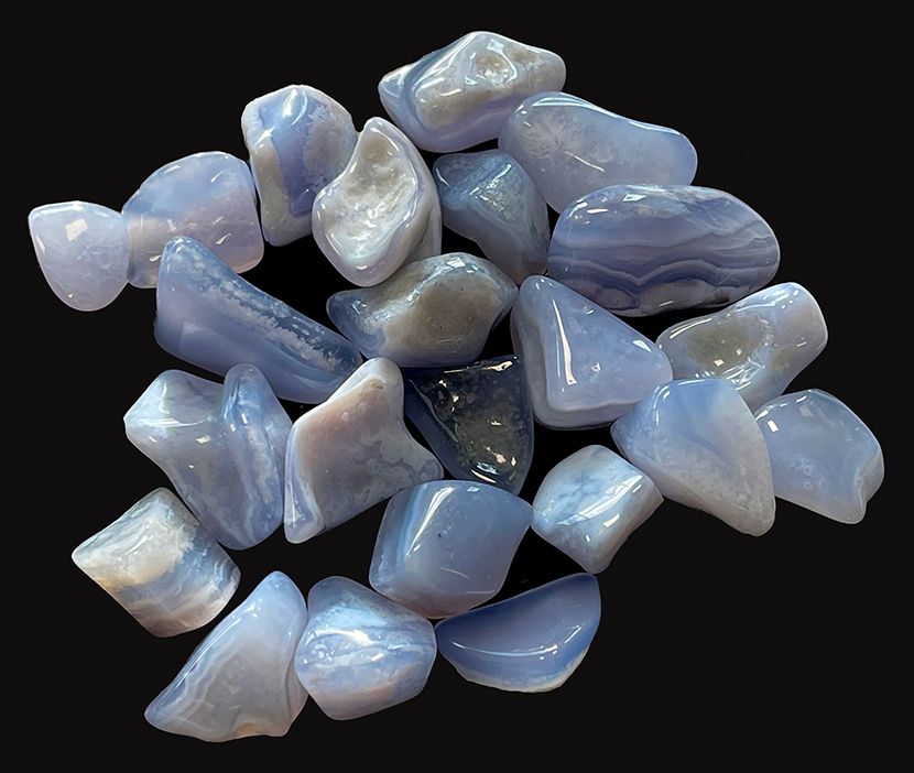 Malawi Blue Chalcedony AB tumbled stone 250g