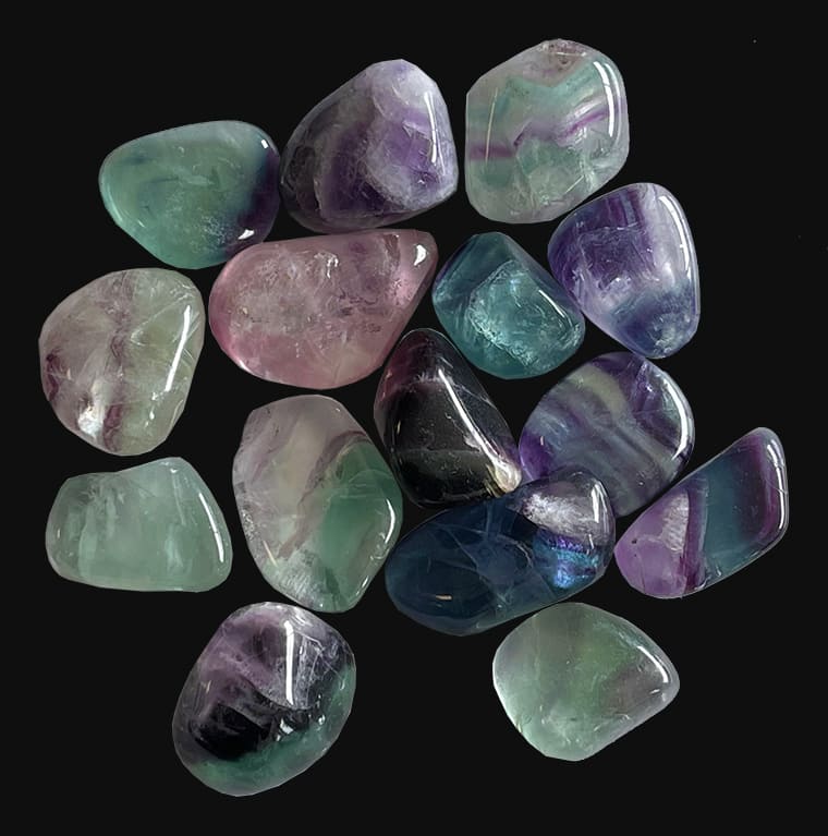 Fluorite Multicolor AA tumbled stone 250g