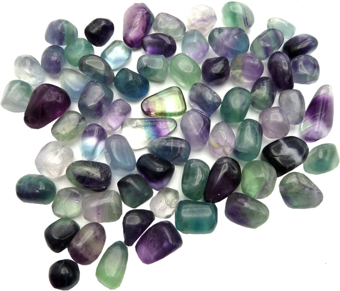 Small multicolor fluorite AB tumbled stones 250g