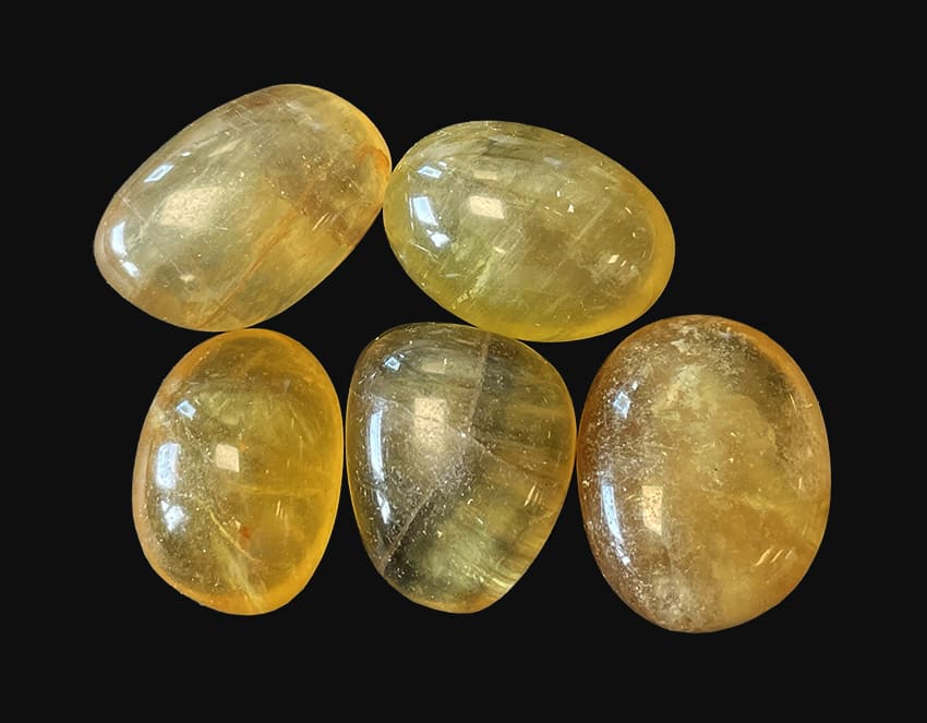 Yellow Fluorite AA tumbled stone 250g