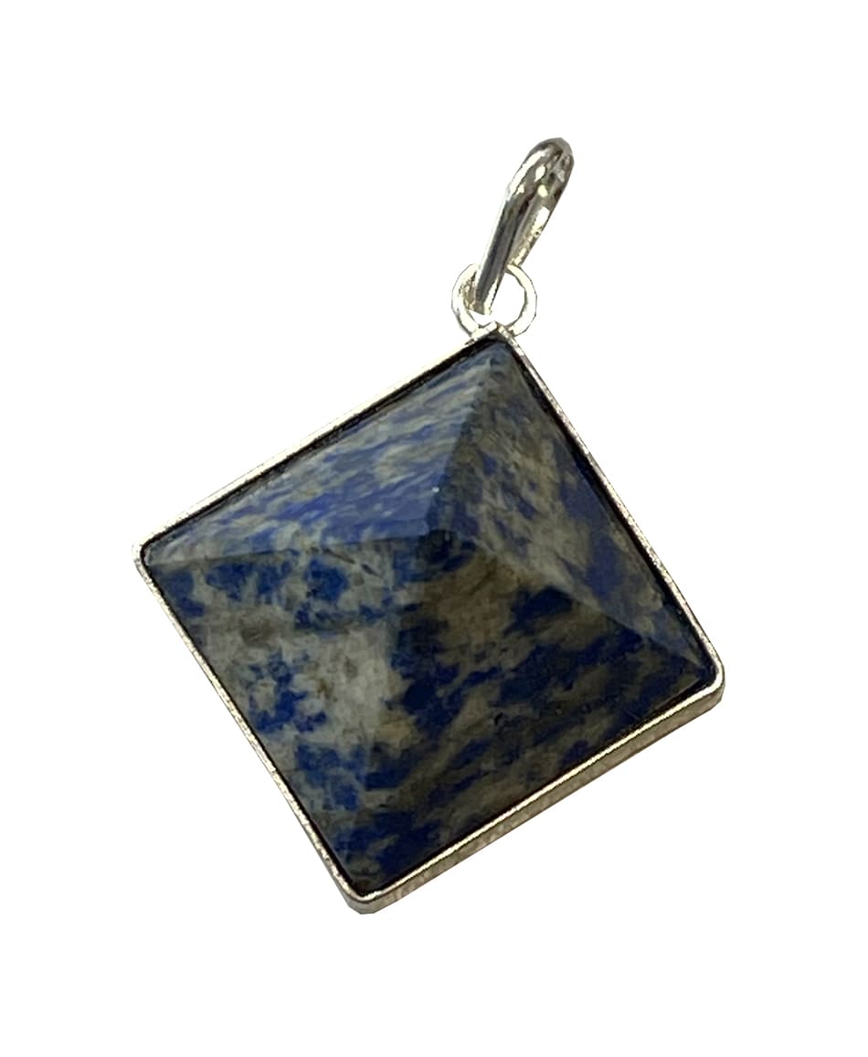 Lapis Lazuli metal & stone Pyramid pendant 3cm