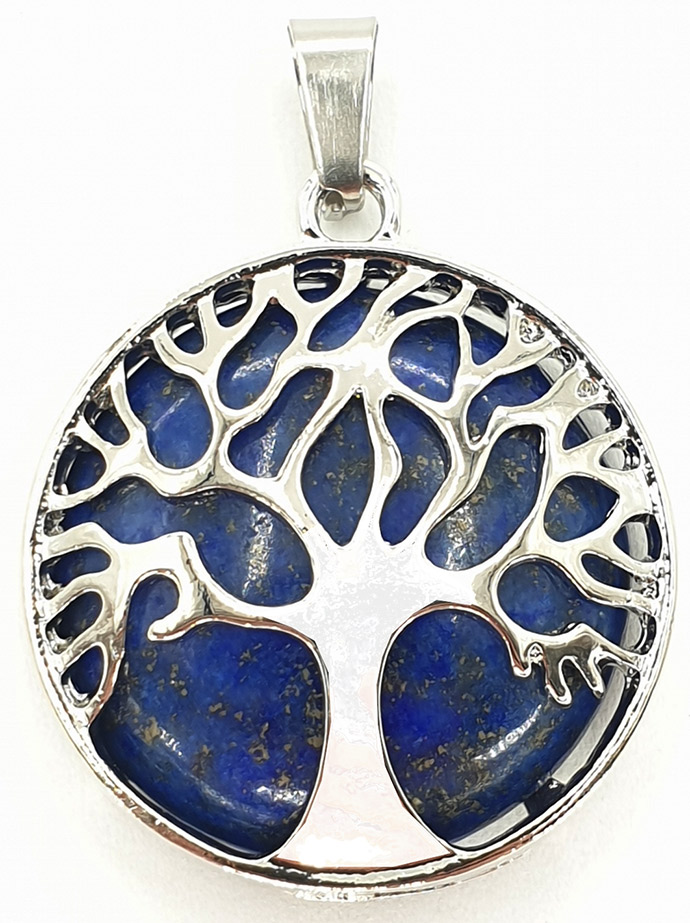 Lapis Lazuli metal & stone tree of life pendant 3cm