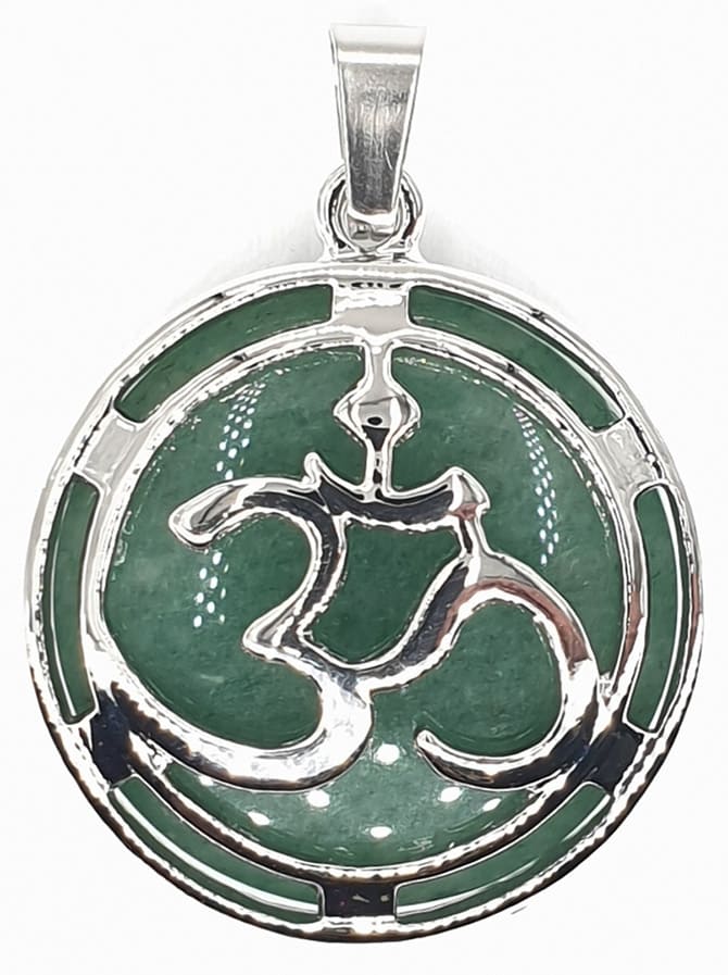 Metal Pendant Om Green Aventurine 3cm