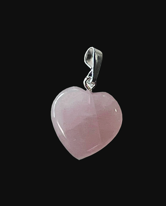 Rose Quartz Heart Pendant 15mm x10