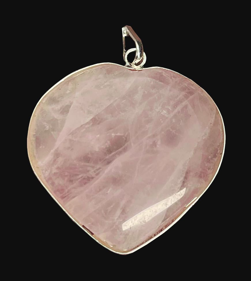 Rose Quartz Heart Pendant 40mm
