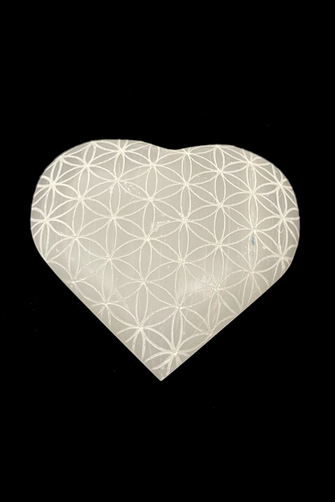 Selenite Flower of Life Heart 8cm 150g