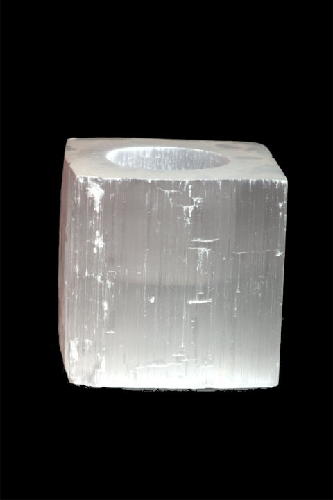Selenite Cube Candle Holder 7cm 0.7-1Kg