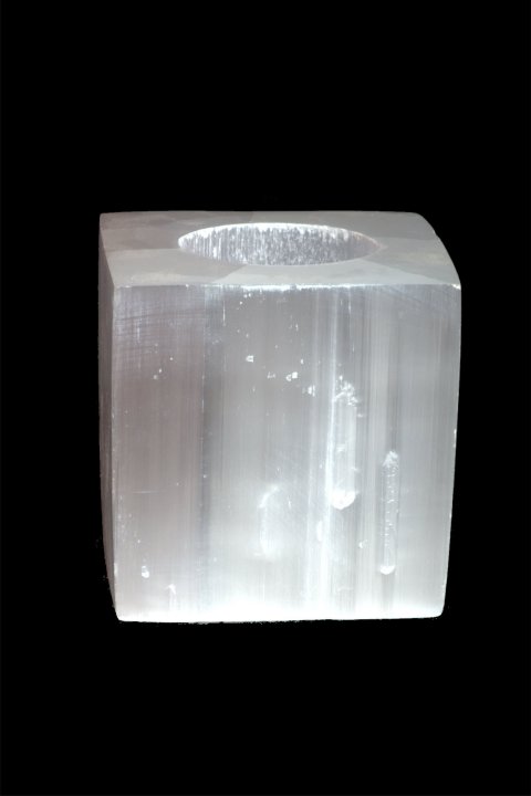 Polished Selenite Cube Candlestick 7cm 0.7-1Kg