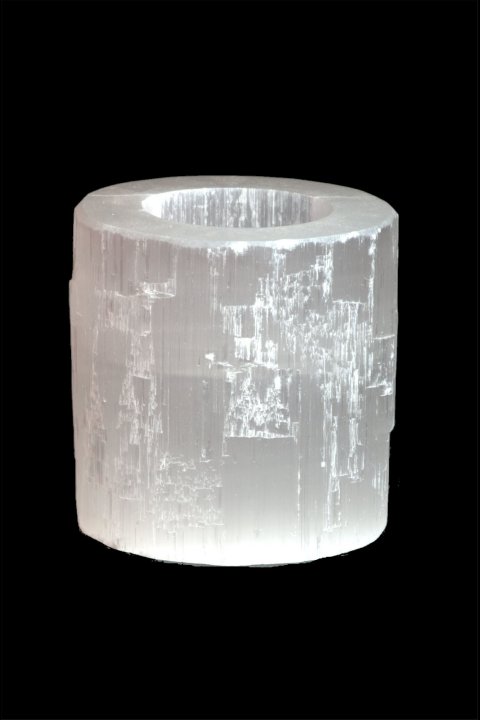 Cylindrical Selenite Candlestick 7cm 05-07Kg