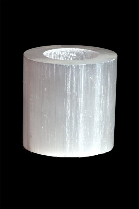 Polished Selenite Cylindrical Candlestick 7cm 0.5-0.7Kg