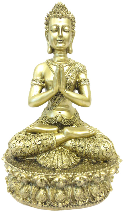 Gold tibetan meditation buddha sitting on lotus 35cm