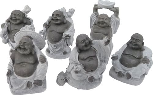 Set of 6 chineese buddha black & grey