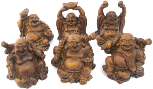 Woodish effect buddha set 6 pieces 7cm