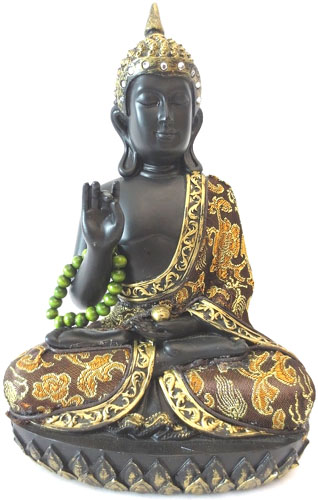 Black & red thai Buddha with necklace 22cm