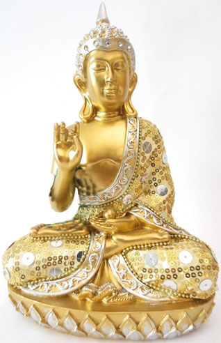 Gold thai Buddha with necklace 22cm 