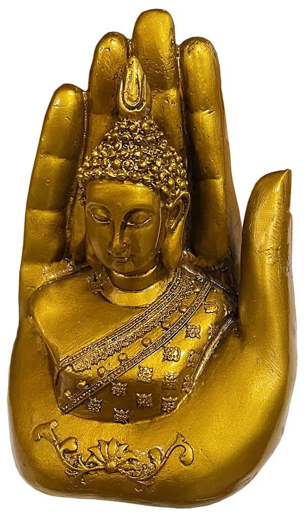 Buddha Hand Resin Statue Antic Gold 17cm