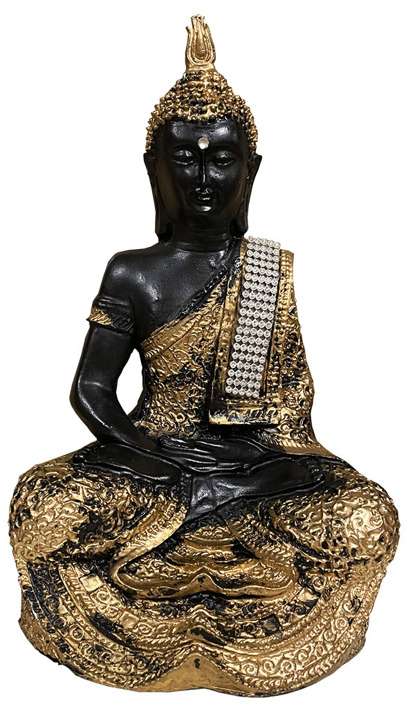 Resin Buddha Meditation Gold & Black 29cm