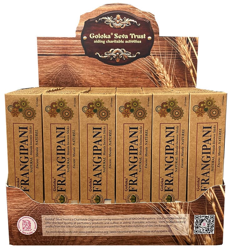 Frangipani Natural masala incense stand 72 packs of 15g
