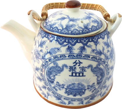 Porcelain blue teapot with gold pieces