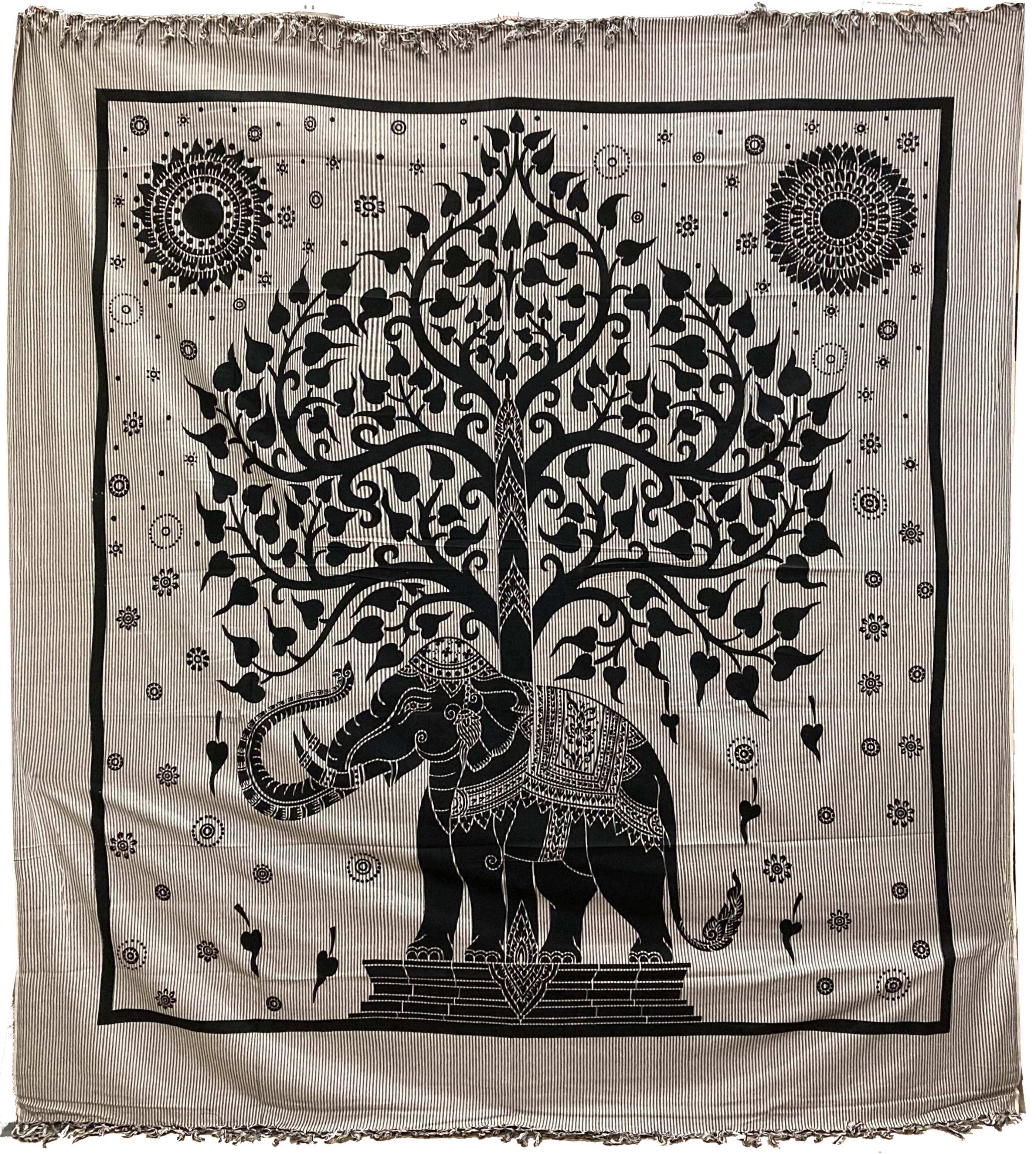 Tree of Life & Elephant Gray Black bedsheet