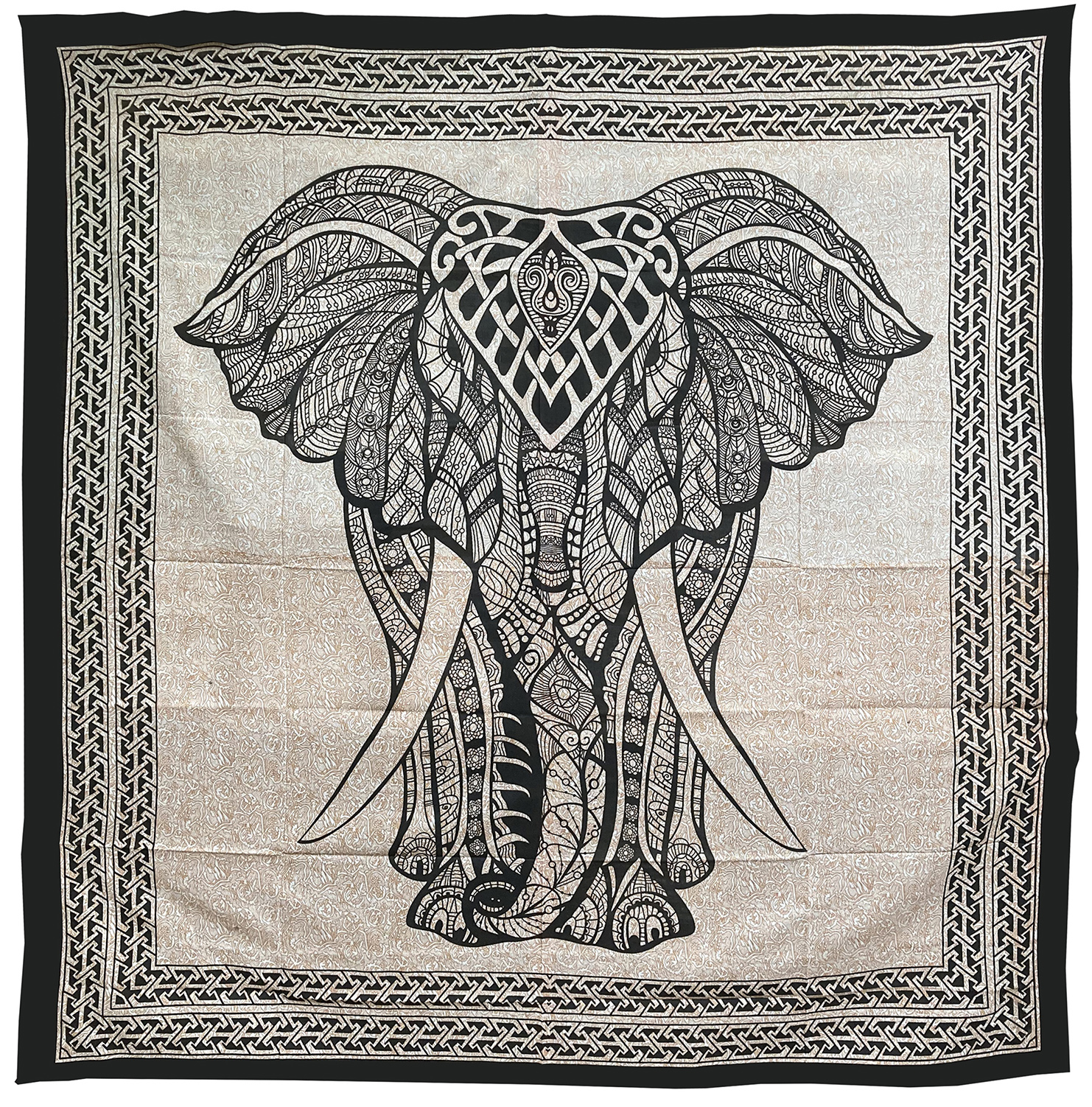 Black and Beige Elephant bedsheet