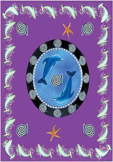 Arabesk Light Blue Dolphins Tapestry