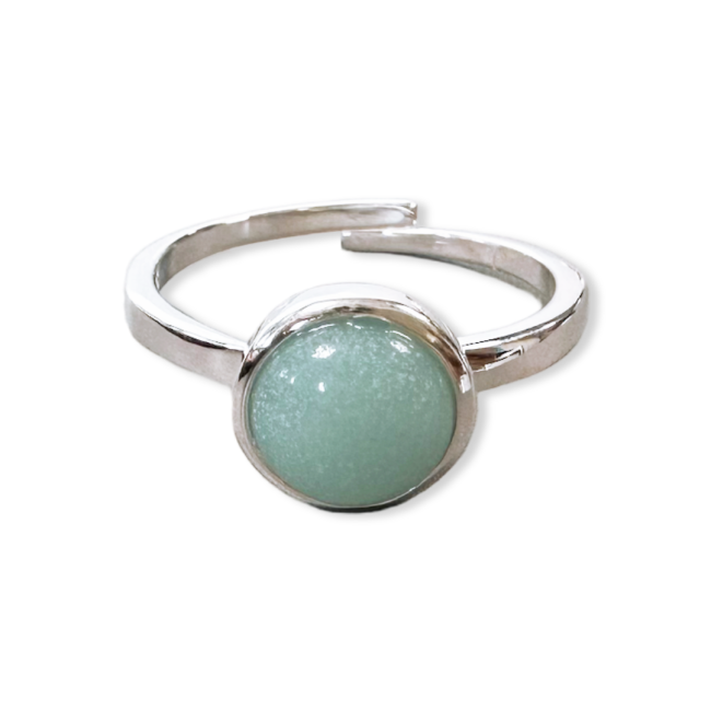 925 Silver Ring Adjustable Round Amazonite AA 8mm