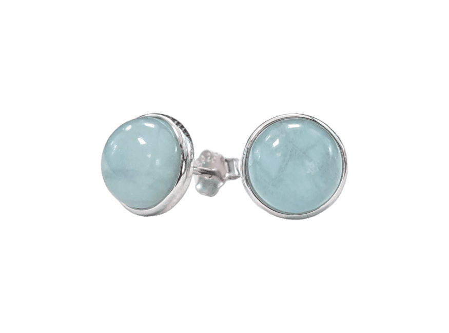 925 Silver Earrings Aquamarine AA 8mm