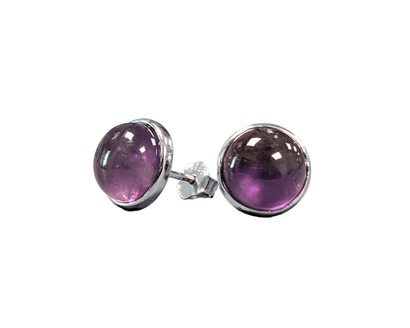 925 Silver Earrings Amethyst AA 8mm