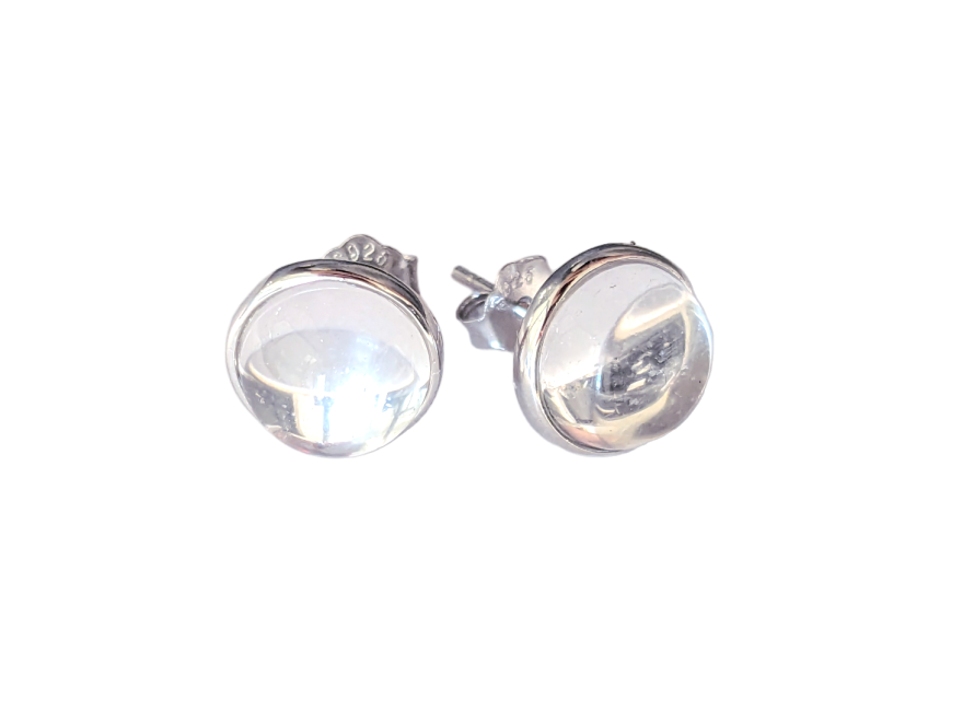 925 Silver Earrings Rock Crystal AA 8mm