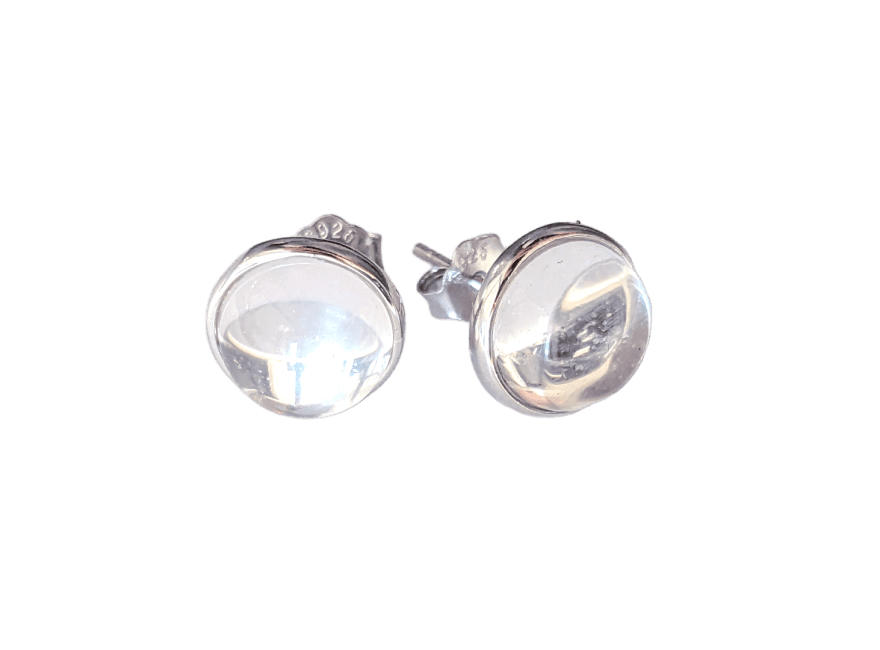 925 Silver Earrings Rock Crystal AA 8mm