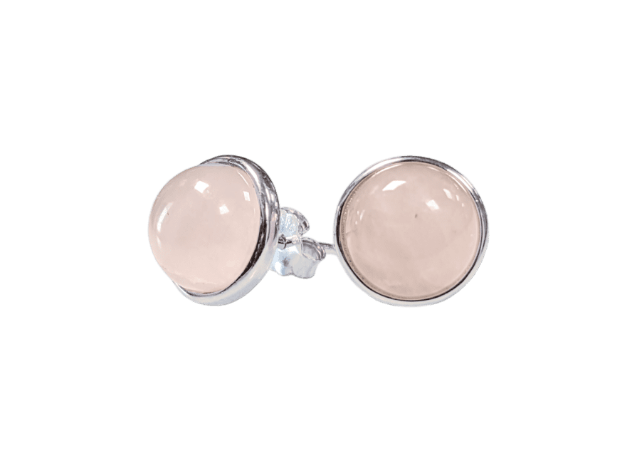 925 Silver Earrings Rose Quartz AA 8mm