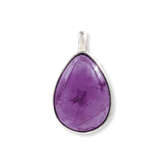 925 Silver Amethyst Drop Pendant AA 23.5mm