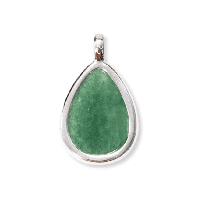 925 Silver Green Aventurine Drop Pendant A 23.5mm