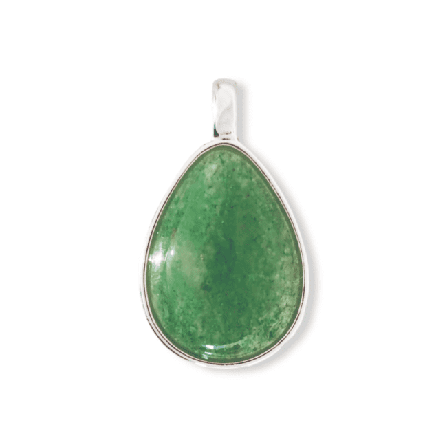 925 Silver Green Aventurine Drop Pendant A 23.5mm