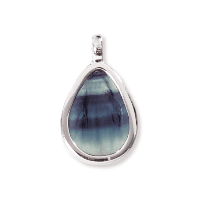 925 Silver Drop Pendant Fluorite AA 23.5mm