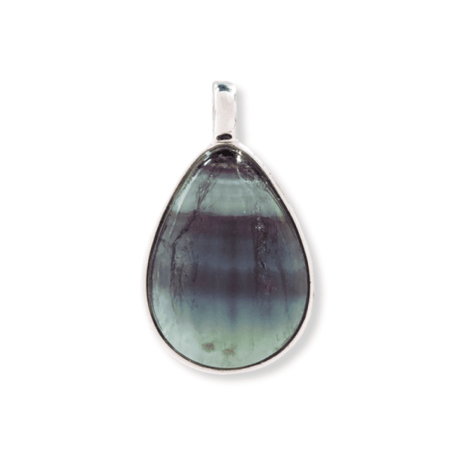 925 Silver Drop Pendant Fluorite AA 23.5mm