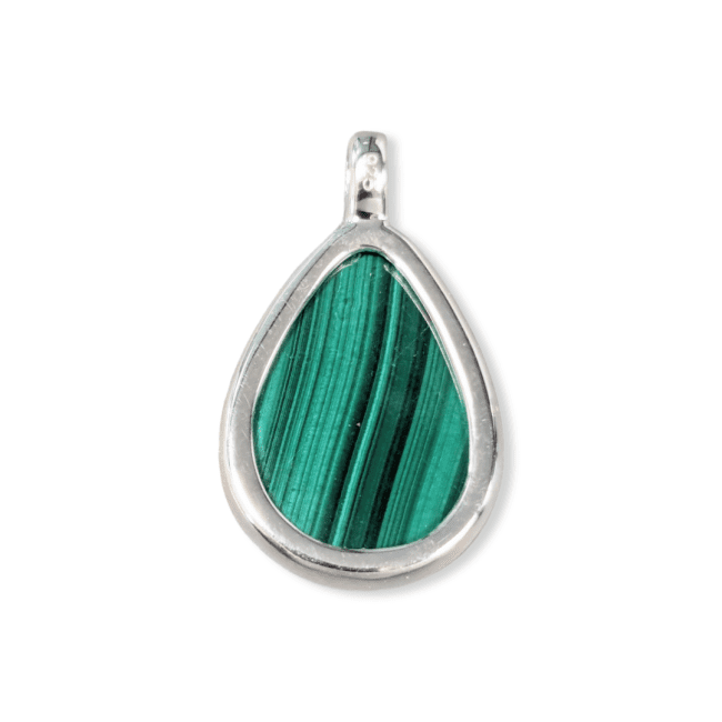 925 Silver Malachite Drop Pendant AAA 23.5mm